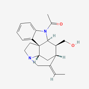 molecular formula C21H26N2O2 B1259036 1-[(1R,9S,10S,11R,12E,17S)-12-ethylidene-10-(hydroxymethyl)-8,14-diazapentacyclo[9.5.2.01,9.02,7.014,17]octadeca-2,4,6-trien-8-yl]ethanone 