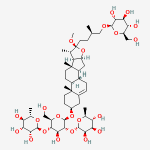 molecular formula C52H86O22 B1259055 (2S,3R,4R,5R,6S)-2-[(2R,3S,4S,5R,6R)-4-hydroxy-2-(hydroxymethyl)-6-[[(1S,2S,4S,6S,7S,8R,9S,12S,13R,16S)-6-methoxy-7,9,13-trimethyl-6-[(3R)-3-methyl-4-[(2R,3R,4S,5S,6R)-3,4,5-trihydroxy-6-(hydroxymethyl)oxan-2-yl]oxybutyl]-5-oxapentacyclo[10.8.0.02,9.04,8.013,18]icos-18-en-16-yl]oxy]-5-[(2S,3R,4R,5R,6S)-3,4,5-trihydroxy-6-methyloxan-2-yl]oxyoxan-3-yl]oxy-6-methyloxane-3,4,5-triol 