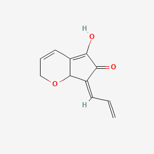 molecular formula C11H10O3 B1259057 5-羟基-7-丙-2-烯-(Z)-亚甲基-7,7a-二氢-2H-环戊[b]吡喃-6-酮 