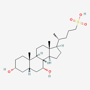 molecular formula C24H42O5S B1259100 3α,7α-二羟基-5β-胆烷-24-磺酸 