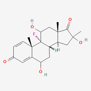 molecular formula C20H25FO5 B1259115 (8S,9R,10S,13S,14S)-9-fluoro-6,11,16-trihydroxy-10,13,16-trimethyl-7,8,11,12,14,15-hexahydro-6H-cyclopenta[a]phenanthrene-3,17-dione 