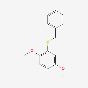 molecular formula C15H16O2S B12591177 Benzene, 1,4-dimethoxy-2-[(phenylmethyl)thio]- CAS No. 648956-79-0