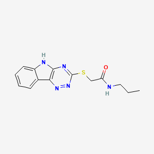 molecular formula C14H15N5OS B12591193 Acetamide,N-propyl-2-(2H-1,2,4-triazino[5,6-B]indol-3-ylthio)- 