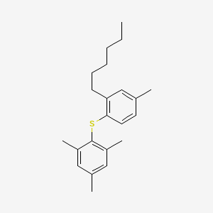 molecular formula C22H30S B12591497 2-[(2-Hexyl-4-methylphenyl)sulfanyl]-1,3,5-trimethylbenzene CAS No. 648436-69-5