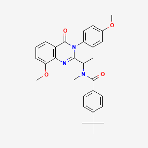 N-{1-[8-Methoxy-3-(4-methoxyphenyl)-4-oxo-3,4-dihydro-2-quinazolinyl]ethyl}-N-methyl-4-(2-methyl-2-propanyl)benzamide