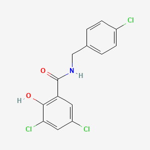 molecular formula C14H10Cl3NO2 B12591655 Benzamide, 3,5-dichloro-N-[(4-chlorophenyl)methyl]-2-hydroxy- CAS No. 610320-53-1