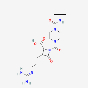 molecular formula C18H31N7O5 B1259168 1-(4-Tert-butylcarbamoylpiperazin-1-ylcarbonyl)-3-(3-guanidinopropyl)-4-oxoazetidine-2-carboxylic acid 