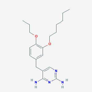 molecular formula C20H30N4O2 B12591685 5-{[3-(Hexyloxy)-4-propoxyphenyl]methyl}pyrimidine-2,4-diamine CAS No. 650606-36-3