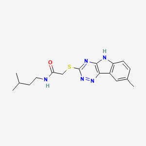 N-(3-methylbutyl)-2-[(8-methyl-5H-[1,2,4]triazino[5,6-b]indol-3-yl)sulfanyl]acetamide