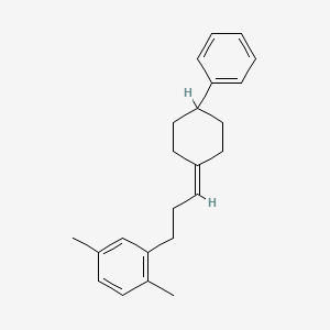 molecular formula C23H28 B12591865 Benzene, 1,4-dimethyl-2-[3-(4-phenylcyclohexylidene)propyl]- CAS No. 649556-35-4