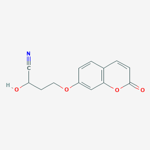 molecular formula C13H11NO4 B12591868 2-Hydroxy-4-[(2-oxo-2H-1-benzopyran-7-yl)oxy]butanenitrile CAS No. 646507-35-9