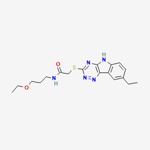 N-(3-ethoxypropyl)-2-[(8-ethyl-5H-[1,2,4]triazino[5,6-b]indol-3-yl)sulfanyl]acetamide