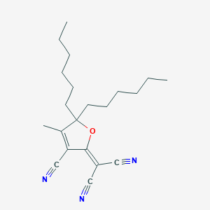 molecular formula C21H29N3O B12591959 (3-Cyano-5,5-dihexyl-4-methylfuran-2(5H)-ylidene)propanedinitrile CAS No. 613667-68-8