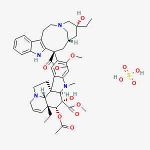 molecular formula C46H60N4O13S B1259237 methyl (1R,9R,10S,11R,12R,19R)-11-acetyloxy-12-ethyl-4-[(13S,15S,17R)-17-ethyl-17-hydroxy-13-methoxycarbonyl-1,11-diazatetracyclo[13.3.1.04,12.05,10]nonadeca-4(12),5,7,9-tetraen-13-yl]-10-hydroxy-5-methoxy-8-methyl-8,16-diazapentacyclo[10.6.1.01,9.02,7.016,19]nonadeca-2,4,6,13-tetraene-10-carboxylate;sulfuric acid 