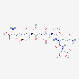 molecular formula C28H50N8O14 B12592379 L-Threonyl-L-threonyl-L-seryl-L-seryl-L-leucyl-L-glutaminyl-L-serine CAS No. 632331-56-7