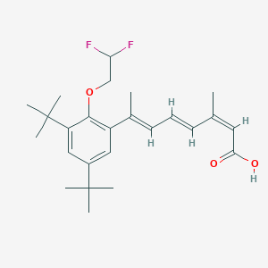 molecular formula C25H34F2O3 B1259240 (2Z,4E,6E)-7-[3,5-ditert-butyl-2-(2,2-difluoroethoxy)phenyl]-3-methylocta-2,4,6-trienoic acid 