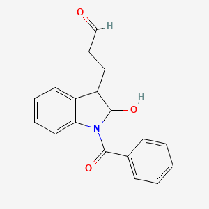 molecular formula C18H17NO3 B12592470 3-(1-Benzoyl-2-hydroxy-2,3-dihydro-1H-indol-3-yl)propanal CAS No. 649558-99-6