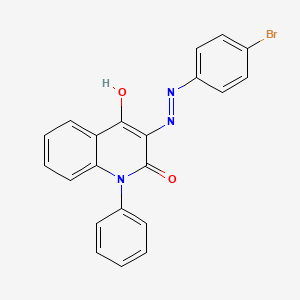 molecular formula C21H14BrN3O2 B12592497 3-[2-(4-Bromophenyl)hydrazinylidene]-1-phenylquinoline-2,4(1H,3H)-dione CAS No. 649723-33-1