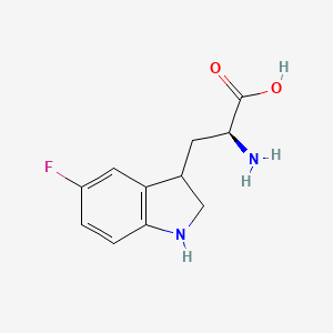 molecular formula C11H13FN2O2 B1259252 (2S)-2-amino-3-(5-fluoro-2,3-dihydro-1H-indol-3-yl)propanoic acid 