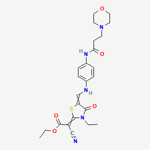 Ethyl cyano[3-ethyl-5-({4-[3-(morpholin-4-yl)propanamido]anilino}methylidene)-4-oxo-1,3-thiazolidin-2-ylidene]acetate