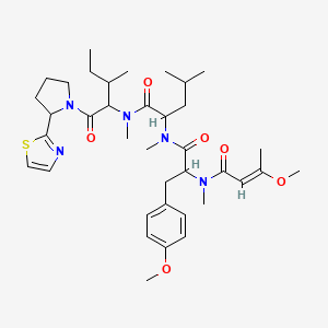molecular formula C37H55N5O6S B1259264 2-[[2-[[(E)-3-methoxybut-2-enoyl]-methylamino]-3-(4-methoxyphenyl)propanoyl]-methylamino]-N,4-dimethyl-N-[3-methyl-1-oxo-1-[2-(1,3-thiazol-2-yl)pyrrolidin-1-yl]pentan-2-yl]pentanamide 