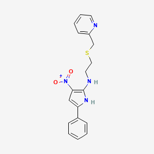 molecular formula C18H18N4O2S B12592706 3-Nitro-5-phenyl-N-(2-{[(pyridin-2-yl)methyl]sulfanyl}ethyl)-1H-pyrrol-2-amine CAS No. 633313-13-0