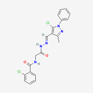 2-chloro-N-(2-{(2E)-2-[(5-chloro-3-methyl-1-phenyl-1H-pyrazol-4-yl)methylene]hydrazino}-2-oxoethyl)benzamide