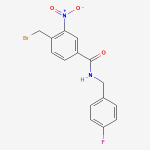 molecular formula C15H12BrFN2O3 B12592941 4-(Bromomethyl)-N-[(4-fluorophenyl)methyl]-3-nitrobenzamide CAS No. 651026-68-5