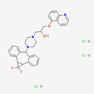 1-[4-(3,3-Difluoro-11-tetracyclo[10.4.0.02,4.05,10]hexadeca-1(16),5,7,9,12,14-hexaenyl)piperazin-1-yl]-3-quinolin-5-yloxypropan-2-ol;trihydrochloride