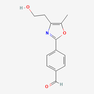 molecular formula C13H13NO3 B12593076 4-[4-(2-Hydroxyethyl)-5-methyl-1,3-oxazol-2-yl]benzaldehyde CAS No. 650602-35-0