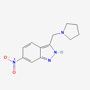 molecular formula C12H14N4O2 B12593245 1H-Indazole, 6-nitro-3-(1-pyrrolidinylmethyl)- CAS No. 315203-38-4