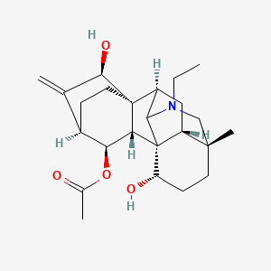 molecular formula C24H35NO4 B1259339 [(1R,2S,5R,9R,10S,11R,13R,14S,15R,16R)-7-ethyl-2,11-dihydroxy-5-methyl-12-methylidene-7-azahexacyclo[7.6.2.210,13.01,8.05,16.010,15]nonadecan-14-yl] acetate 