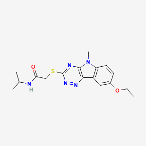 molecular formula C17H21N5O2S B12593461 Acetamide,2-[(8-ethoxy-5-methyl-5H-1,2,4-triazino[5,6-B]indol-3-YL)thio]-N-(isopropyl)- 