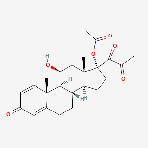 molecular formula C24H30O6 B1259354 [(8S,9S,10R,11S,13S,14S,17R)-11-hydroxy-10,13-dimethyl-3-oxo-17-(2-oxopropanoyl)-7,8,9,11,12,14,15,16-octahydro-6H-cyclopenta[a]phenanthren-17-yl] acetate CAS No. 912-18-5