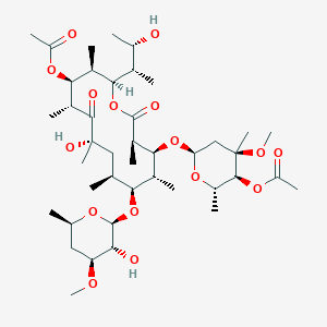 molecular formula C42H72O16 B1259369 [(2R,3S,4S,5R,7S,9S,10S,11R,12S,13R)-12-[(2R,4R,5S,6S)-5-acetyloxy-4-methoxy-4,6-dimethyloxan-2-yl]oxy-7-hydroxy-2-[(2S,3S)-3-hydroxybutan-2-yl]-10-[(2S,3R,4S,6R)-3-hydroxy-4-methoxy-6-methyloxan-2-yl]oxy-3,5,7,9,11,13-hexamethyl-6,14-dioxo-oxacyclotetradec-4-yl] acetate 