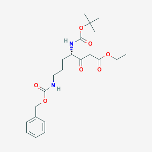 molecular formula C22H32N2O7 B125937 4(S)-Boc-アミノ-7-Cbz-アミノ-3-オキソヘプタン酸エチル CAS No. 150618-12-5