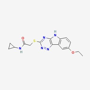 molecular formula C16H17N5O2S B12593721 N-Cyclopropyl-2-(6-ethoxy-9H-1,3,4,9-tetraaza-fluoren-2-ylsulfanyl)-acetamide 