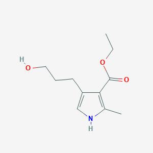 molecular formula C11H17NO3 B12593936 Ethyl 4-(3-hydroxypropyl)-2-methyl-1H-pyrrole-3-carboxylate CAS No. 647836-57-5