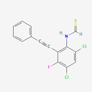 N-[4,6-Dichloro-3-iodo-2-(phenylethynyl)phenyl]methanethioamide