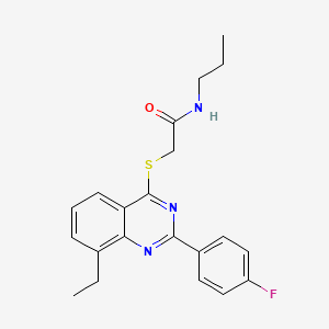 molecular formula C21H22FN3OS B12594162 2-{[8-Ethyl-2-(4-fluorophenyl)-4-quinazolinyl]sulfanyl}-N-propylacetamide 