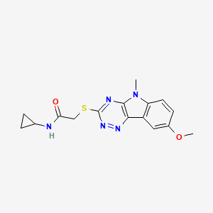 N-cyclopropyl-2-[(8-methoxy-5-methyl-[1,2,4]triazino[5,6-b]indol-3-yl)sulfanyl]acetamide