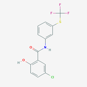 molecular formula C14H9ClF3NO2S B12594548 5-Chloro-2-hydroxy-N-{3-[(trifluoromethyl)sulfanyl]phenyl}benzamide CAS No. 634186-45-1