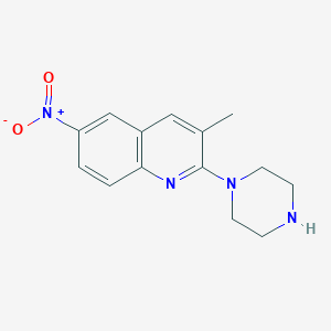 molecular formula C14H16N4O2 B12594619 3-Methyl-6-nitro-2-(piperazin-1-yl)quinoline CAS No. 610320-05-3