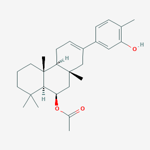 molecular formula C27H38O3 B1259477 [(4aS,4bR,8aS,9R,10aR)-2-(3-hydroxy-4-methylphenyl)-4b,8,8,10a-tetramethyl-4,4a,5,6,7,8a,9,10-octahydro-1H-phenanthren-9-yl] acetate 