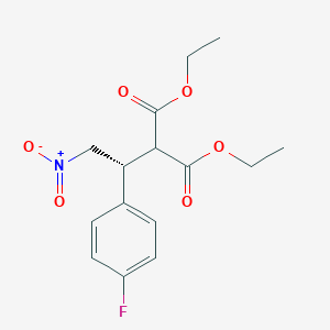 molecular formula C15H18FNO6 B12595034 Propanedioic acid, [(1R)-1-(4-fluorophenyl)-2-nitroethyl]-, diethyl ester CAS No. 620960-32-9