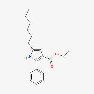 molecular formula C19H25NO2 B12595158 1H-Pyrrole-3-carboxylic acid, 5-hexyl-2-phenyl-, ethyl ester CAS No. 650616-13-0