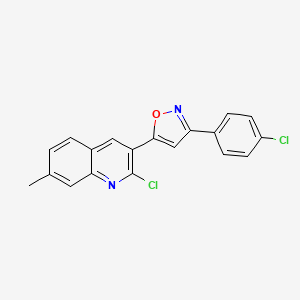 molecular formula C19H12Cl2N2O B12595205 Quinoline, 2-chloro-3-[3-(4-chlorophenyl)-5-isoxazolyl]-7-methyl- CAS No. 650637-54-0