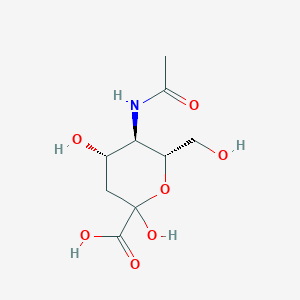 molecular formula C9H15NO7 B1259525 5-乙酰氨基-3,5-二脱氧-L-阿拉伯庚-2-己糖吡喃糖酸 