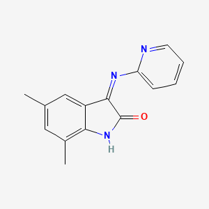 2H-Indol-2-one, 1,3-dihydro-5,7-dimethyl-3-(2-pyridinylimino)-