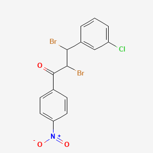 1-Propanone, 2,3-dibromo-3-(3-chlorophenyl)-1-(4-nitrophenyl)-